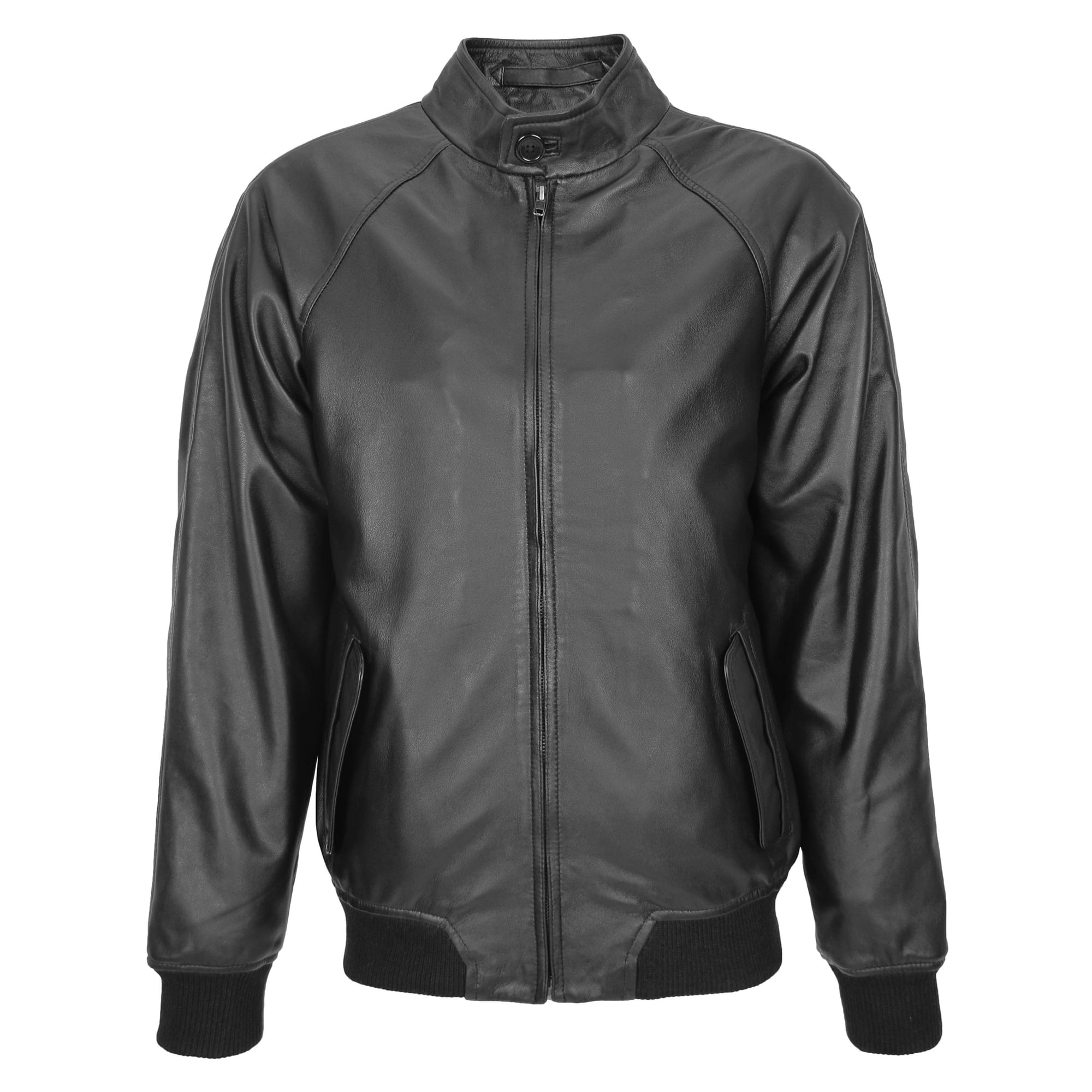 Leather Bomber Jacket Raglan Shoulder Francis Black