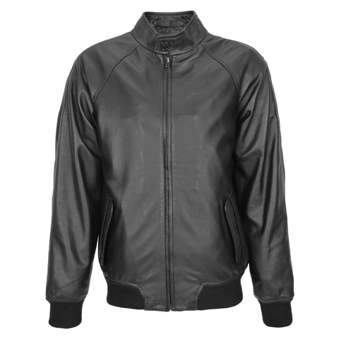 Leather Bomber Jacket Raglan Shoulder Francis Black