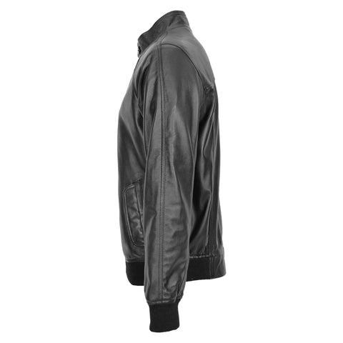 Leather Bomber Jacket Raglan Shoulder Francis Black