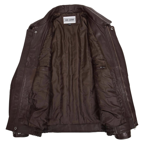 Classic Leather Bomber Jacket Jim Brown Nappa