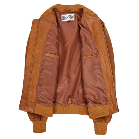 MA1 Leather Bomber Jacket Ryan Tan