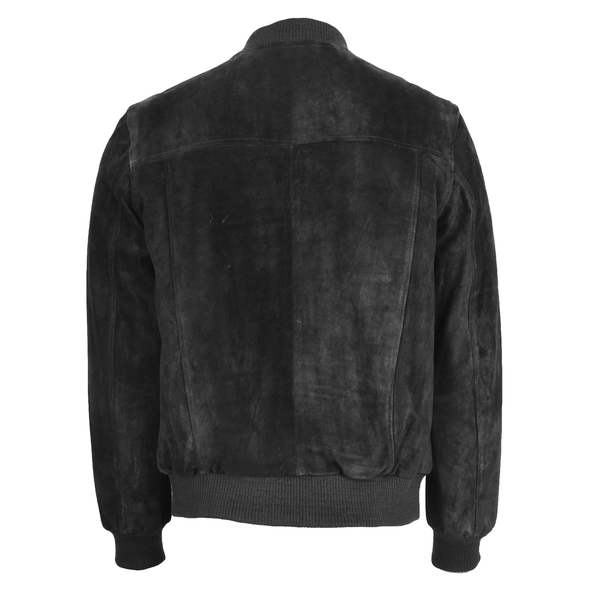 Mens Suede Bomber Varsity Jacket Reg Black