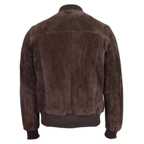 Mens Suede Bomber Varsity Jacket Reg Brown