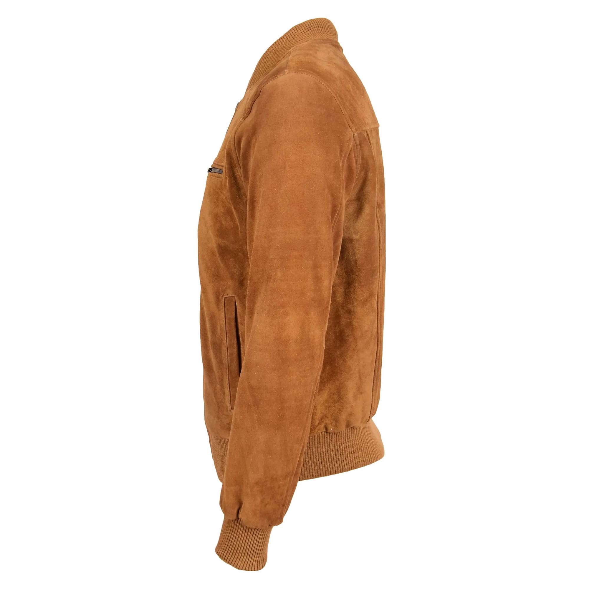 Mens Suede Bomber Varsity Jacket Reg Tan