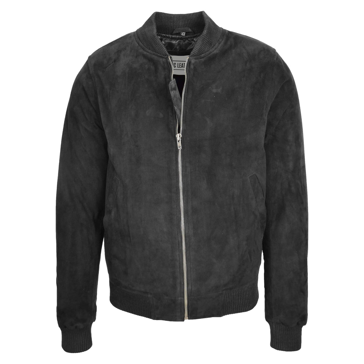 Mens Suede MA-1 Bomber Jacket Trevor Black