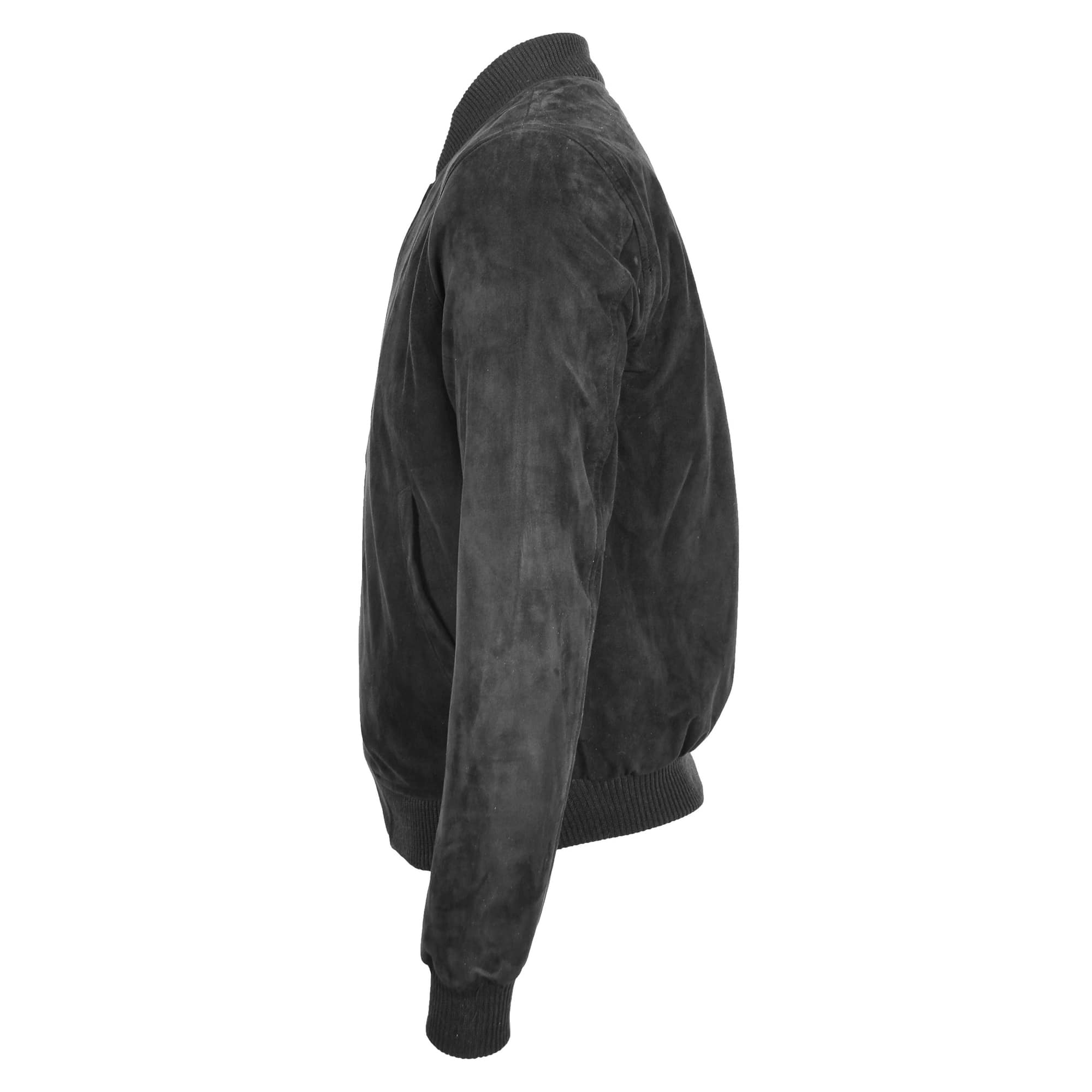 Mens Suede MA-1 Bomber Jacket Trevor Black