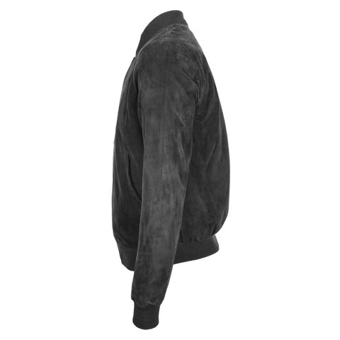 Mens Suede MA-1 Bomber Jacket Trevor Black