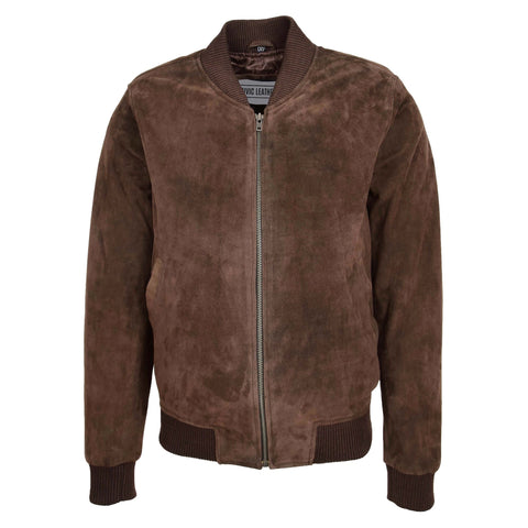 Mens Suede MA-1 Bomber Jacket Trevor Brown