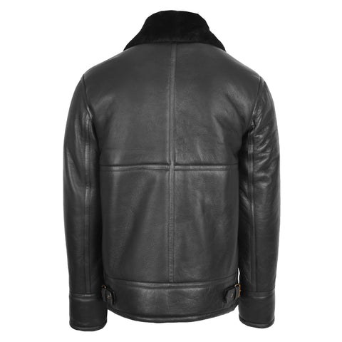 Mens Top Gun Style Sheepskin Jacket Oscar Black