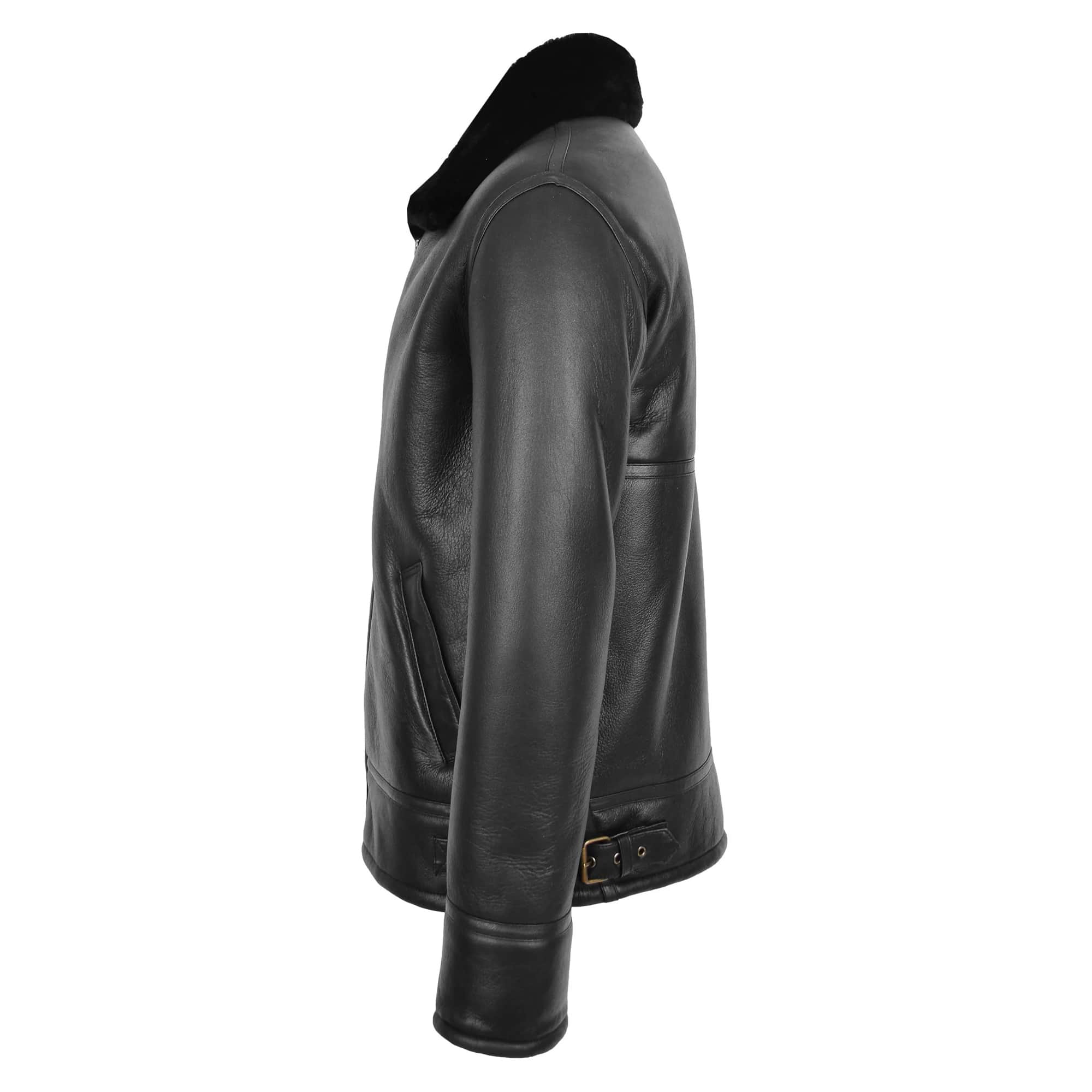 Mens Top Gun Style Sheepskin Jacket Oscar Black