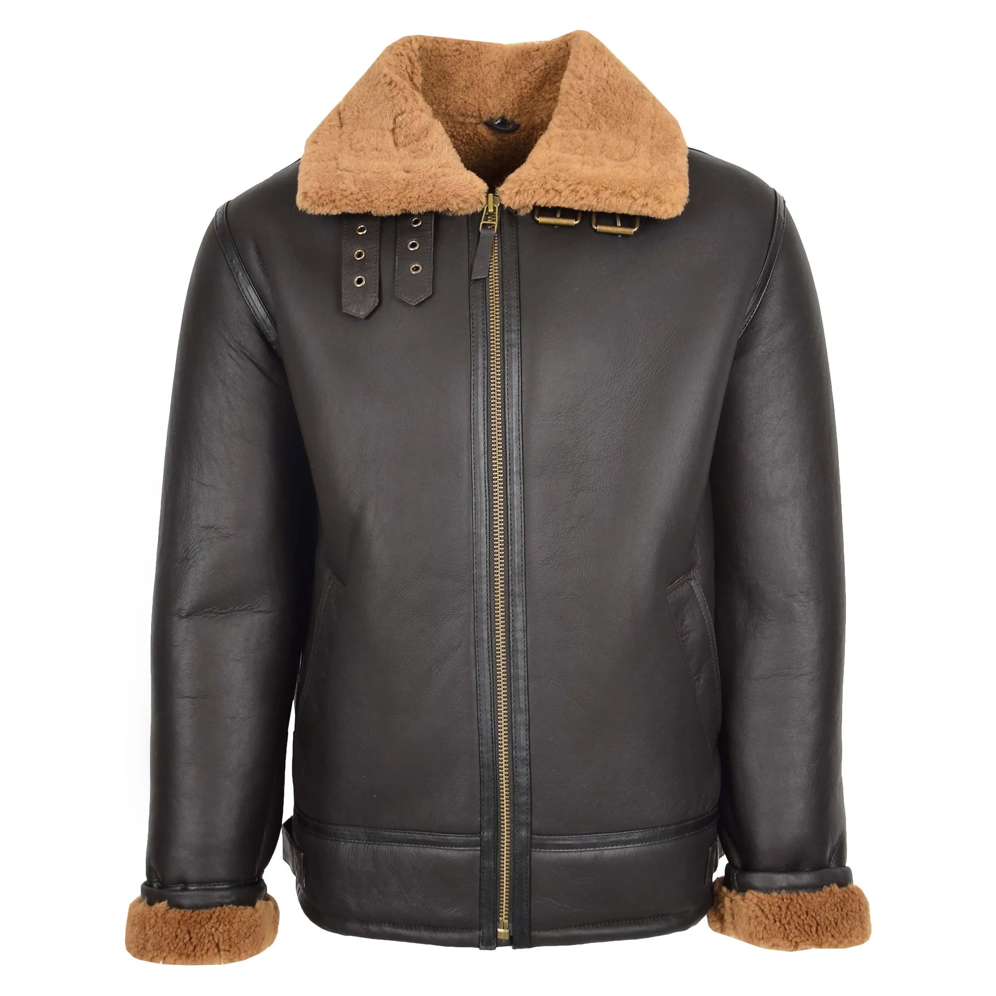 Mens Top Gun Style Sheepskin Jacket Oscar Brown Ginger