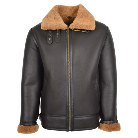 Mens Top Gun Style Sheepskin Jacket Oscar Brown Ginger