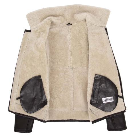 Mens Top Gun Style Sheepskin Jacket Oscar Brown White