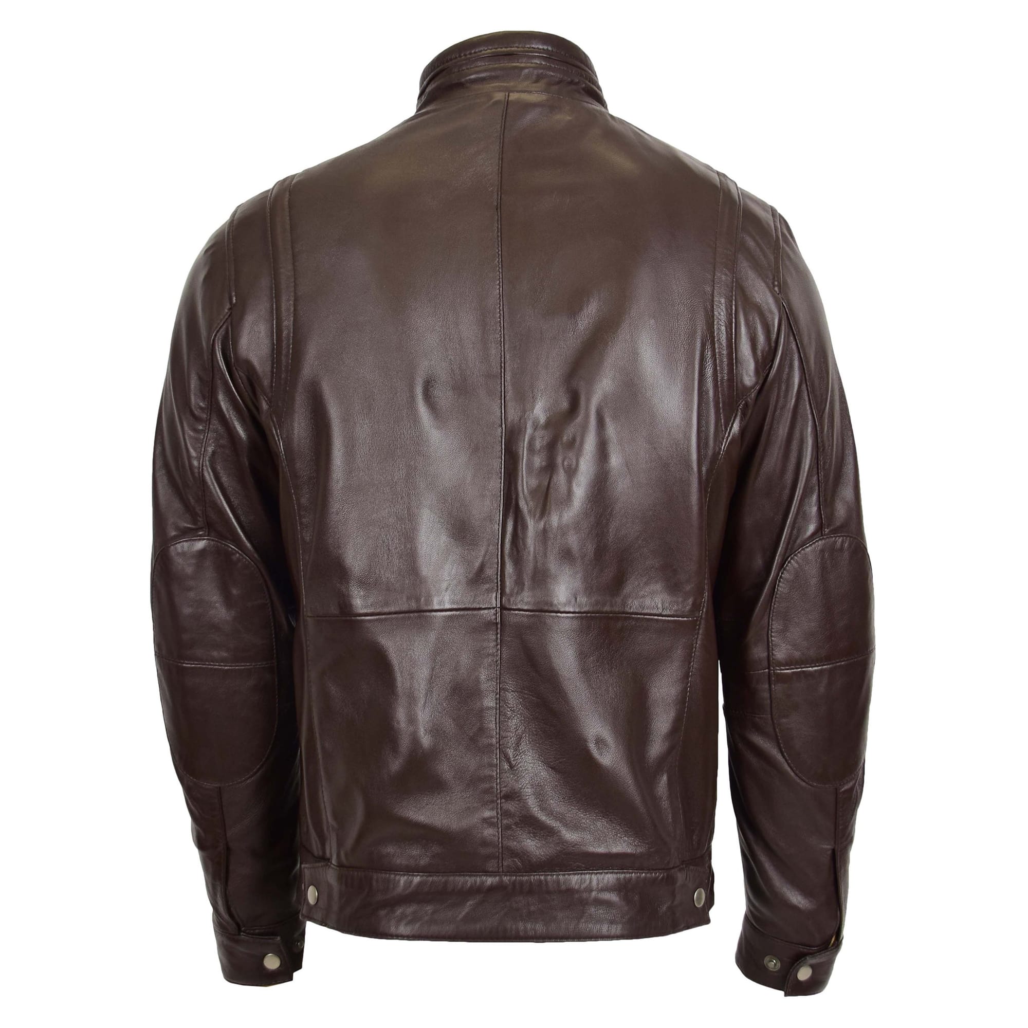 Men's Standing Collar Leather Jacket Tony Brown