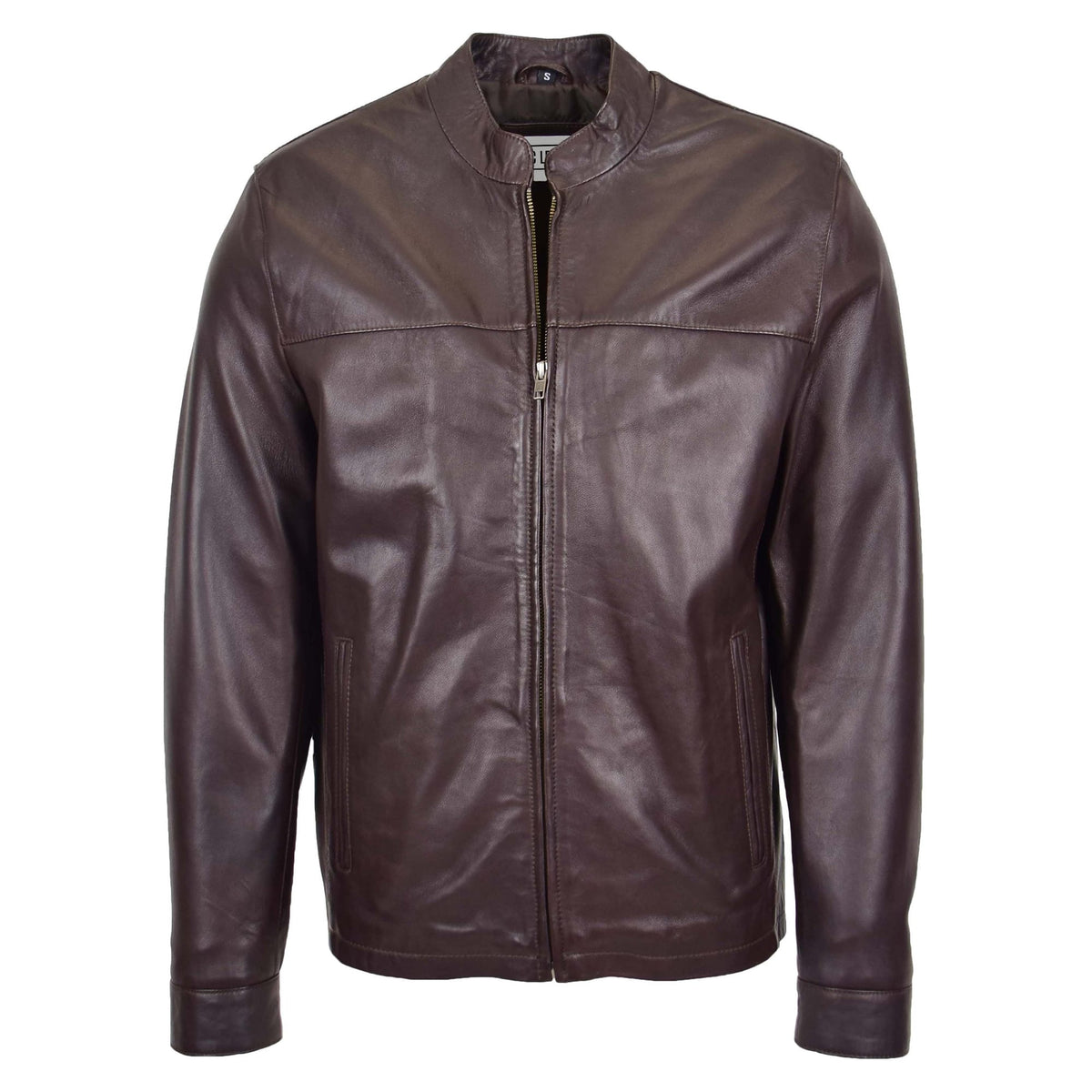 Mens Leather Standing Collar Jacket Paul Brown