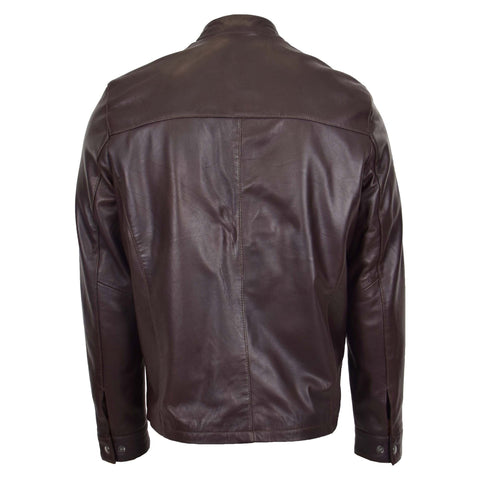 Mens Leather Standing Collar Jacket Paul Brown