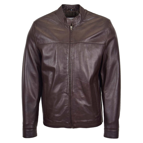 Mens Leather Standing Collar Jacket Paul Brown