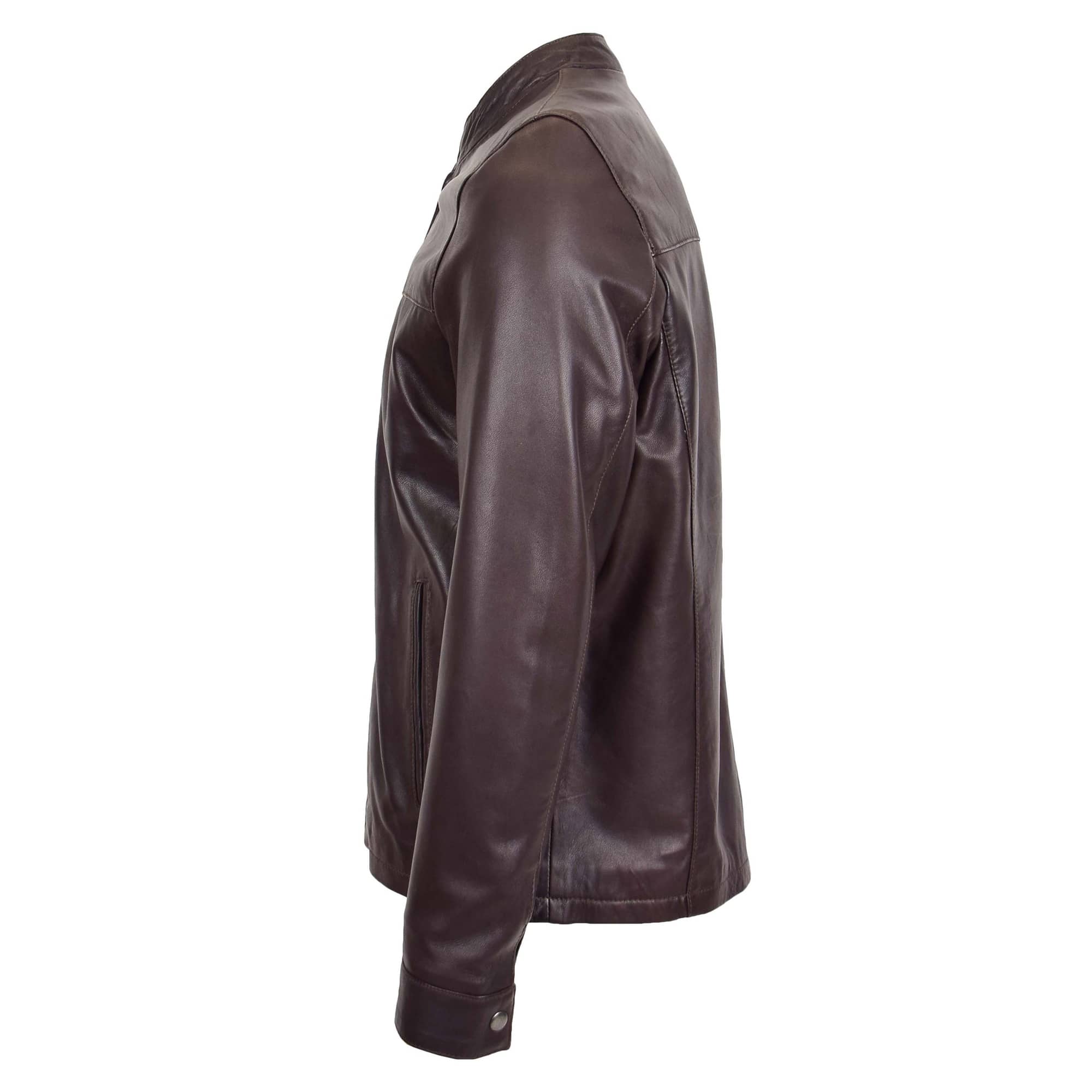 Mens Leather Standing Collar Jacket Paul Brown