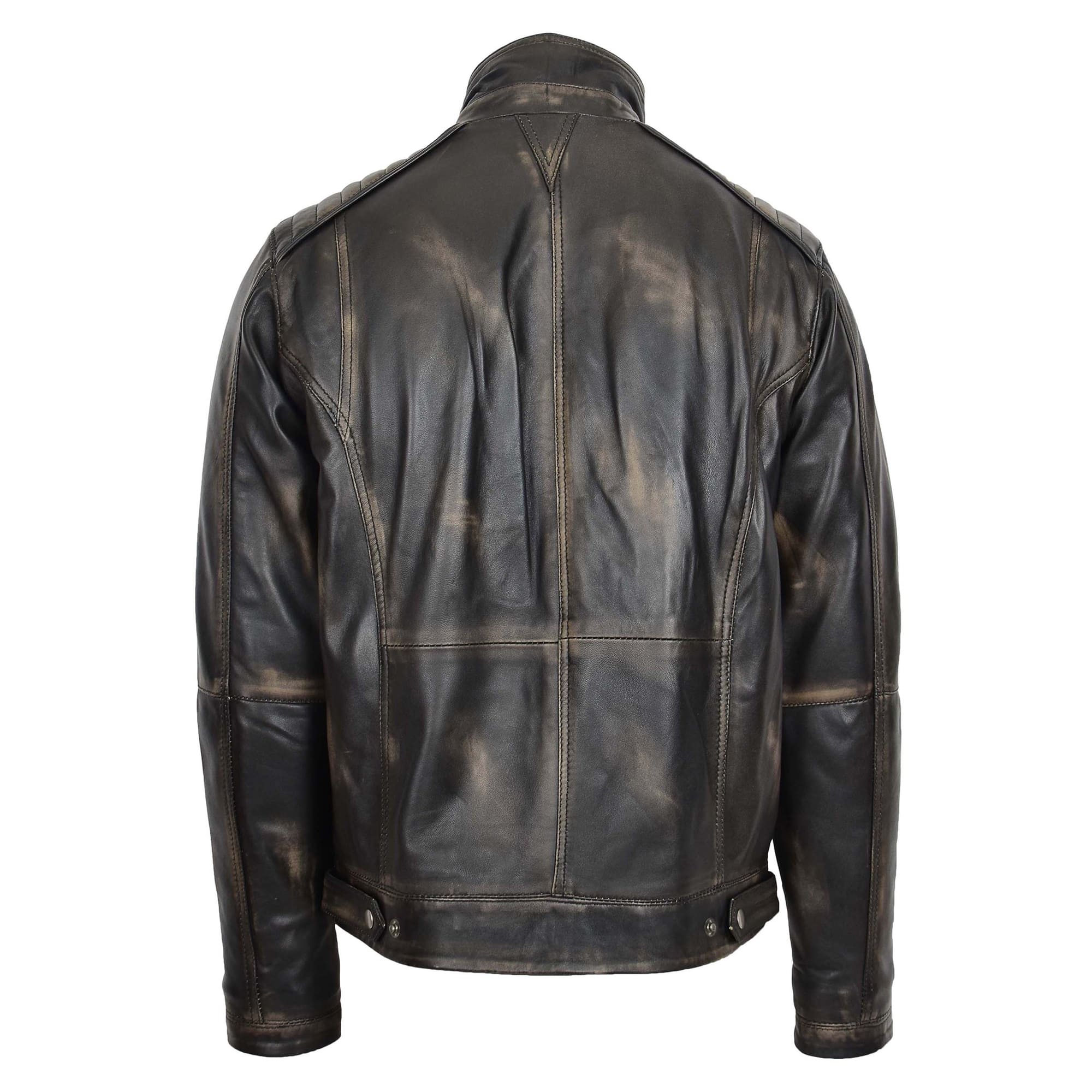 Mens Leather Urban Biker Style Jacket Hugo Rub Off