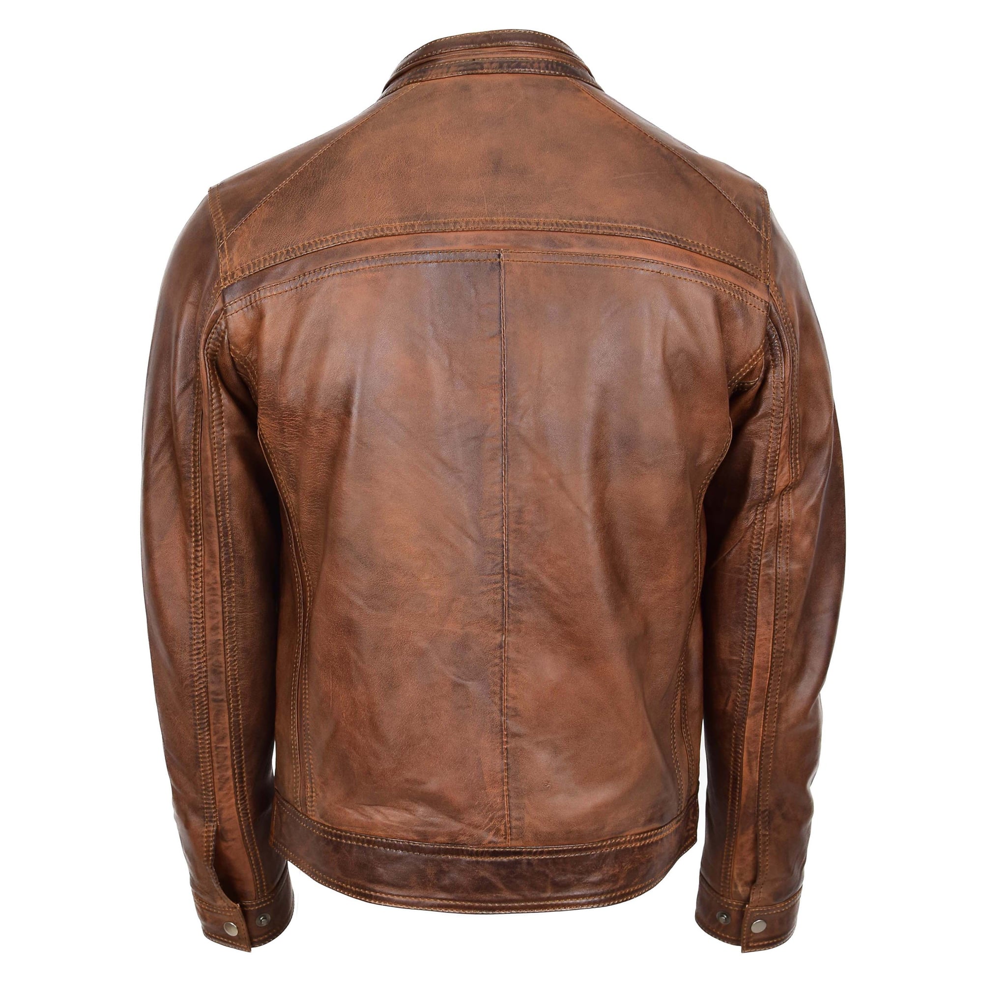 Mens Cafe Racer Leather Jacket Charlie Antique Brown