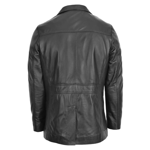 Mens Classic Leather Reefer Jacket Black