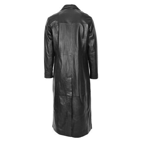 Mens Full Length Leather Blazer Style Coat Black