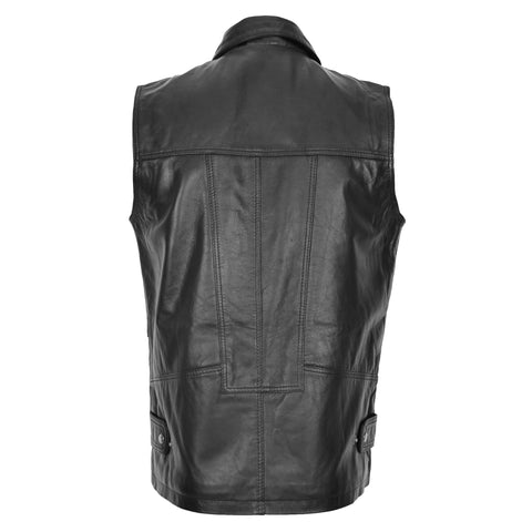 Multi Purpose Mens Leather Gilet Black