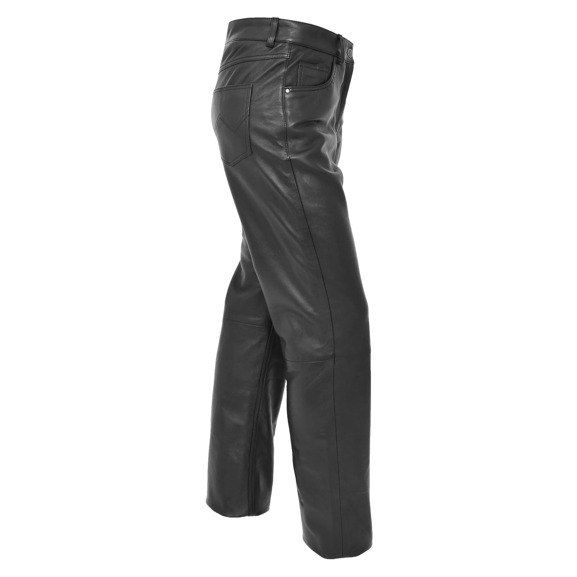 Ladies Leather Slim Fit Trousers Black