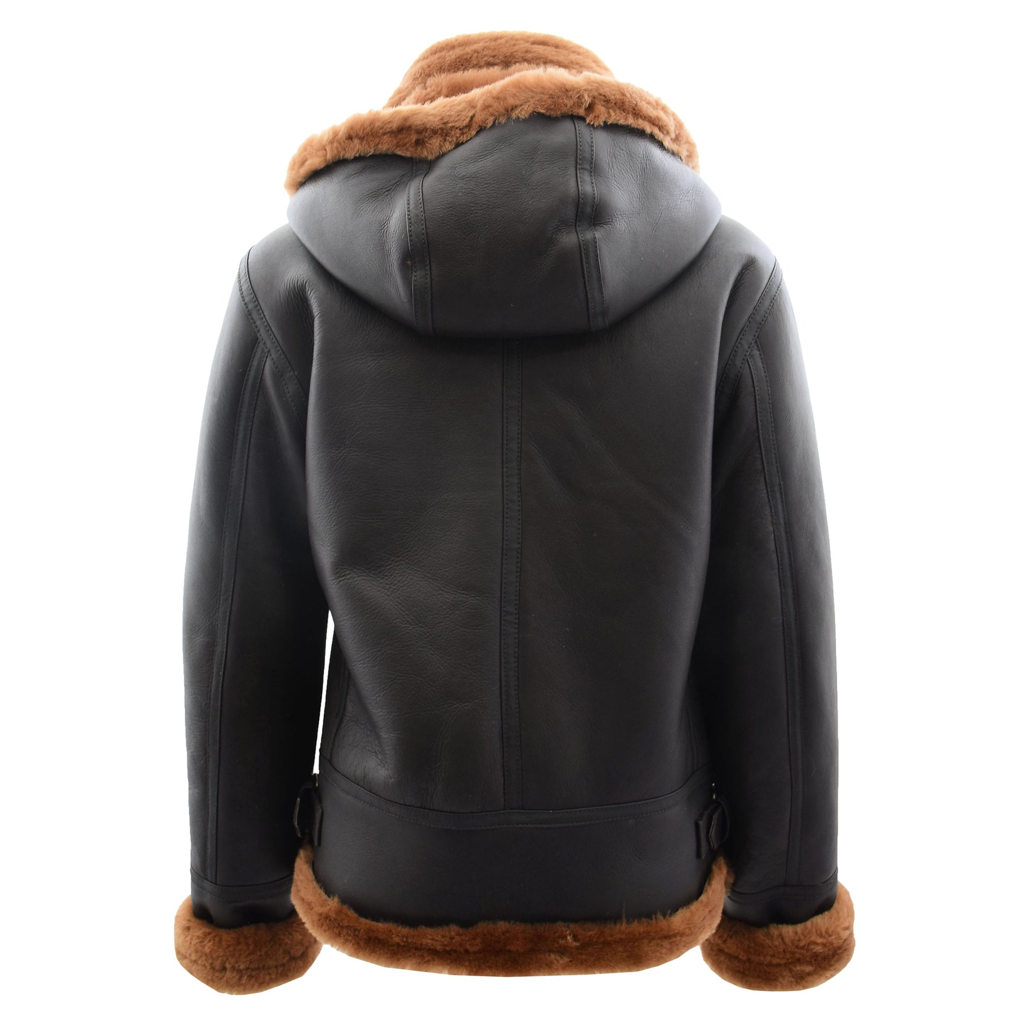 Womens Sheepskin B3 Detachable Hoodie Jacket Naomi Brown Ginger Fur