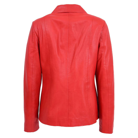 Womens Classic Zip Fastening Leather Jacket Julia Red