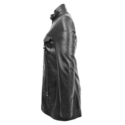 Womens Leather Dual Zip Fastening Jacket Kendall Black