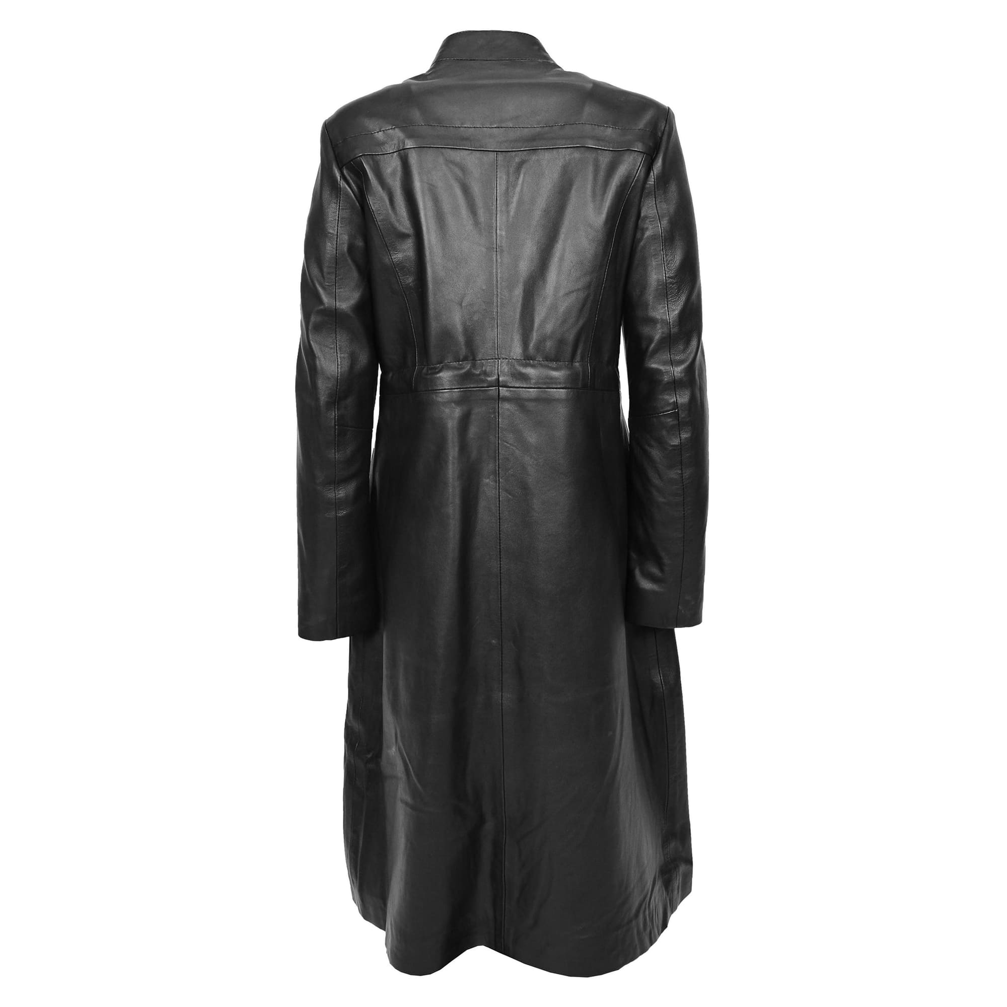 Womens Real Full Length Leather Long Coat Leila Black