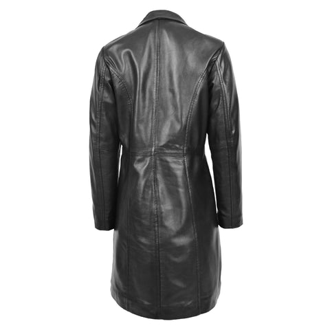 Womens Classic Soft 3/4 Length Leather Coat Macey Black