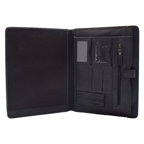 Real Leather Note Pad Portfolio Case Ebury Black