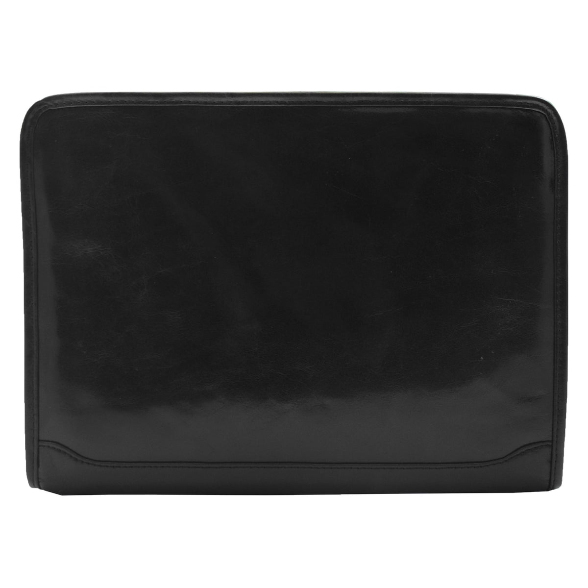 Real Leather Portfolio Ring Binder Case Muker Black