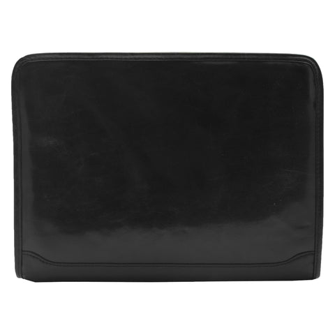 Real Leather Portfolio Ring Binder Case Muker Black