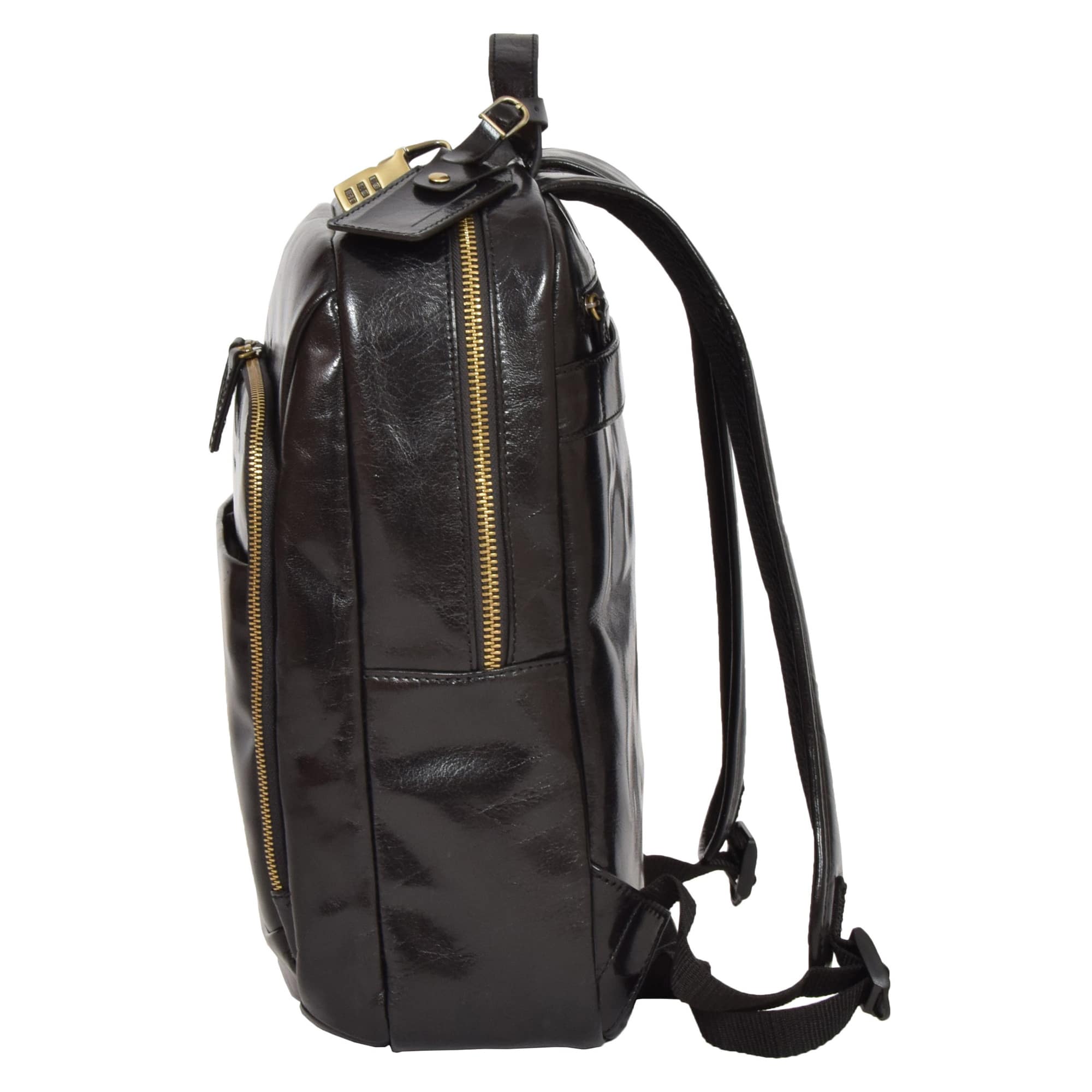 Exclusive Leather Backpack Organiser Rucksack Peru Black