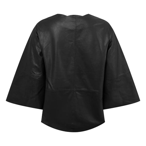 Trine Women's Leather top in soft leather quality Nero Black