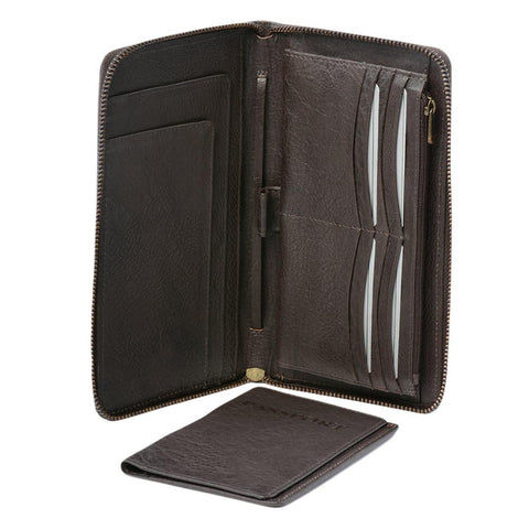 Vegetable Tanned Leather Travel Wallet Brown