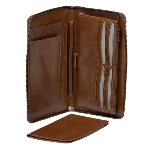 Vegetable Tanned Leather Travel Wallet Chestnut