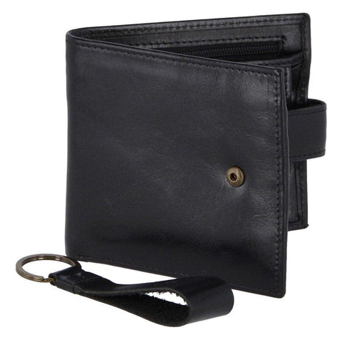 Leather Wallet and Keyring Gift Set Black