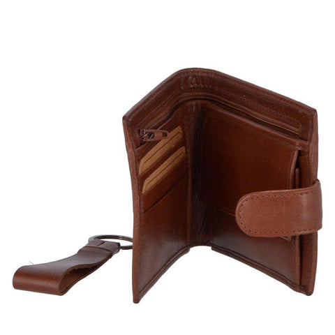 Leather Wallet and Keyring Gift Set Chestnut