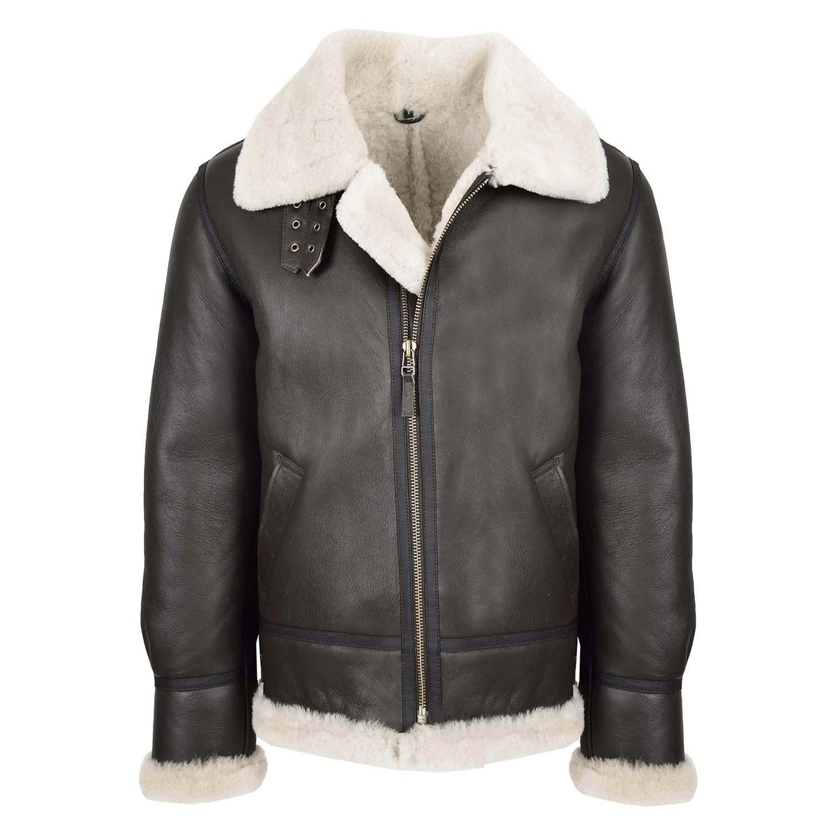 Men's Classic B3 Original Sheepskin Jacket Brown White