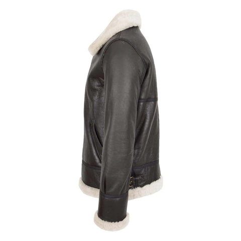 Men's Classic B3 Original Sheepskin Jacket Brown White