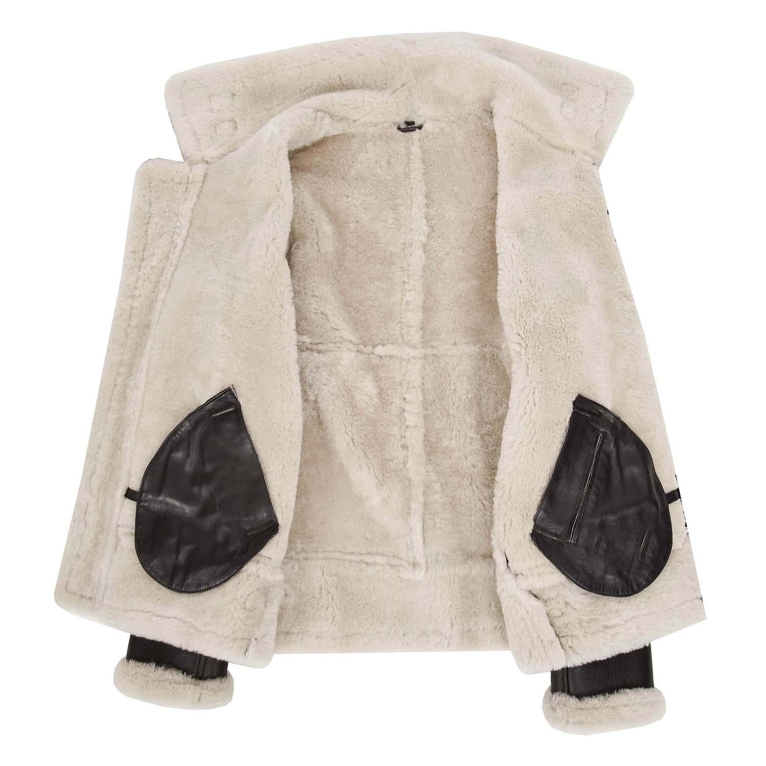 Men's Classic B3 Original Sheepskin Jacket Brown White