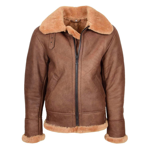 Mens B3 Sheepskin Vintage Flying Jacket Felix Tan