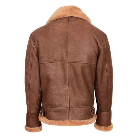 Mens B3 Sheepskin Vintage Flying Jacket Felix Tan