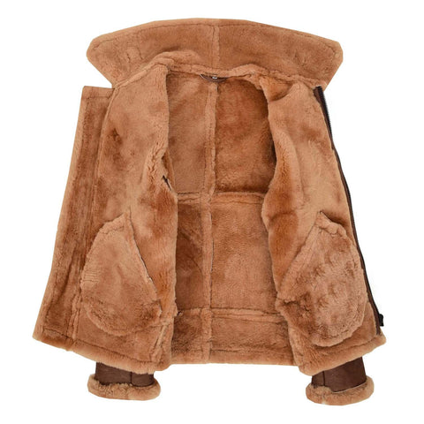 Mens B3 Sheepskin Vintage Flying Jacket Felix Tan