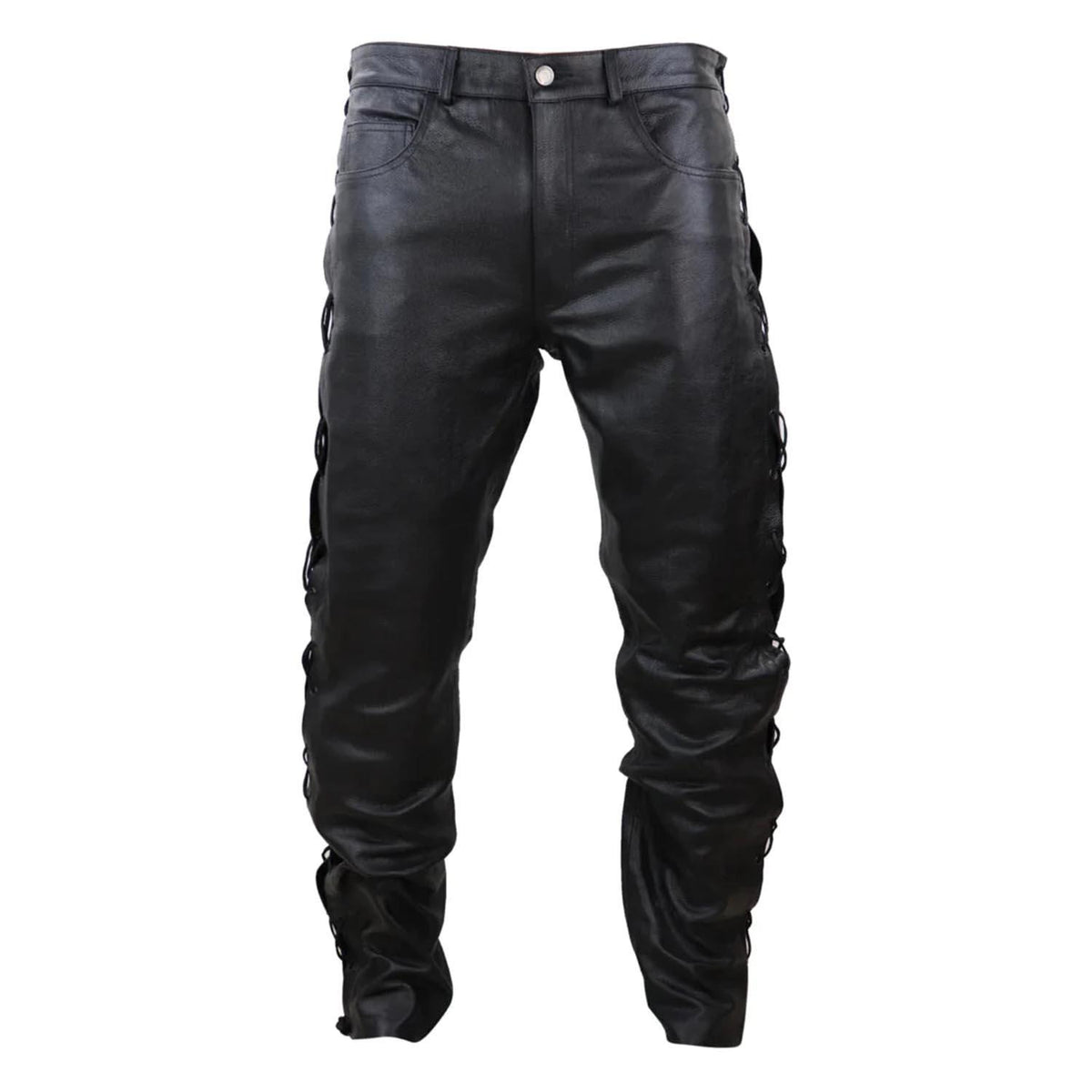 Men's Leather Biker Jeans Tassel Western Cowboy Pants Trousers