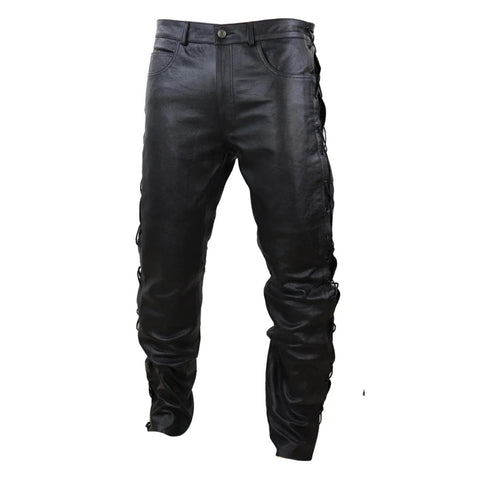 Men's Leather Biker Jeans Tassel Western Cowboy Pants Trousers